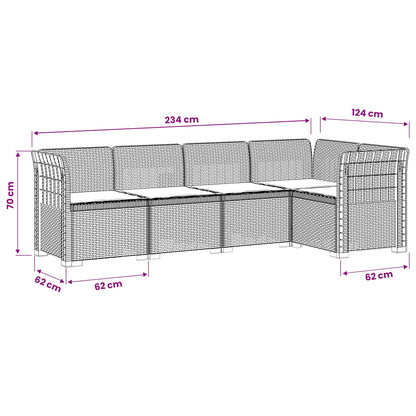 Divano da Giardino 5 Posti con Cuscini Stile Rattan PP Marrone | homemem39