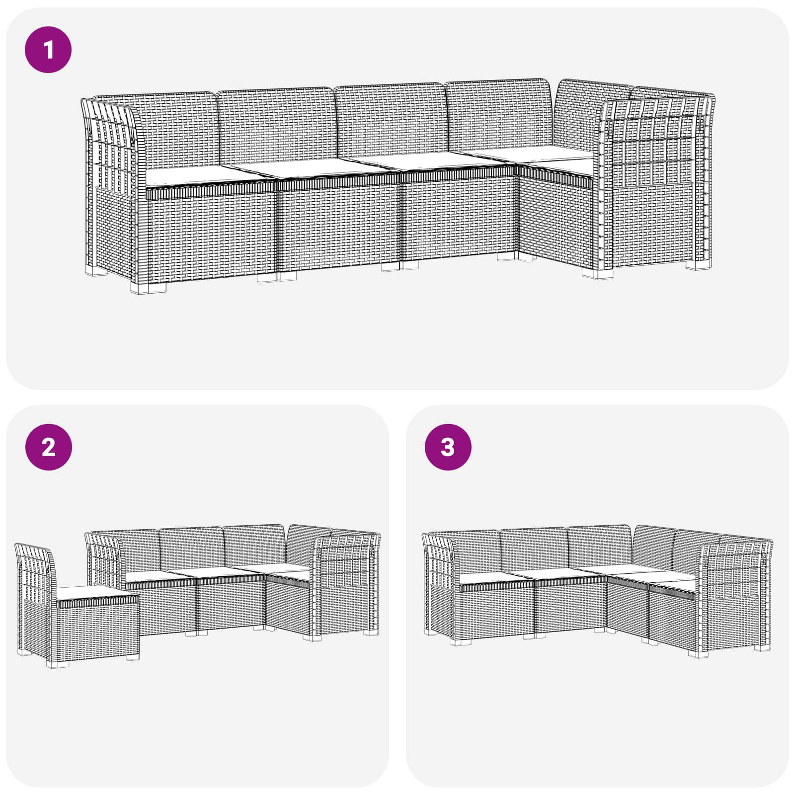Divano da Giardino 5 Posti con Cuscini Stile Rattan PP Marrone | homemem39
