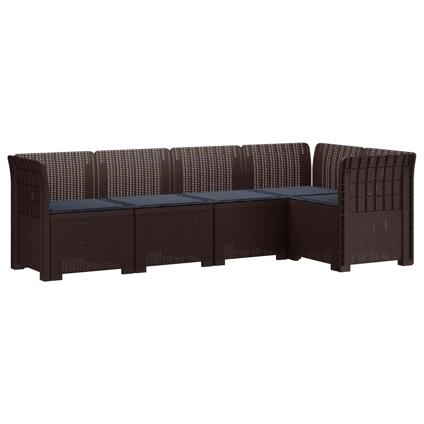 Divano da Giardino 5 Posti con Cuscini Stile Rattan PP Marrone | homemem39