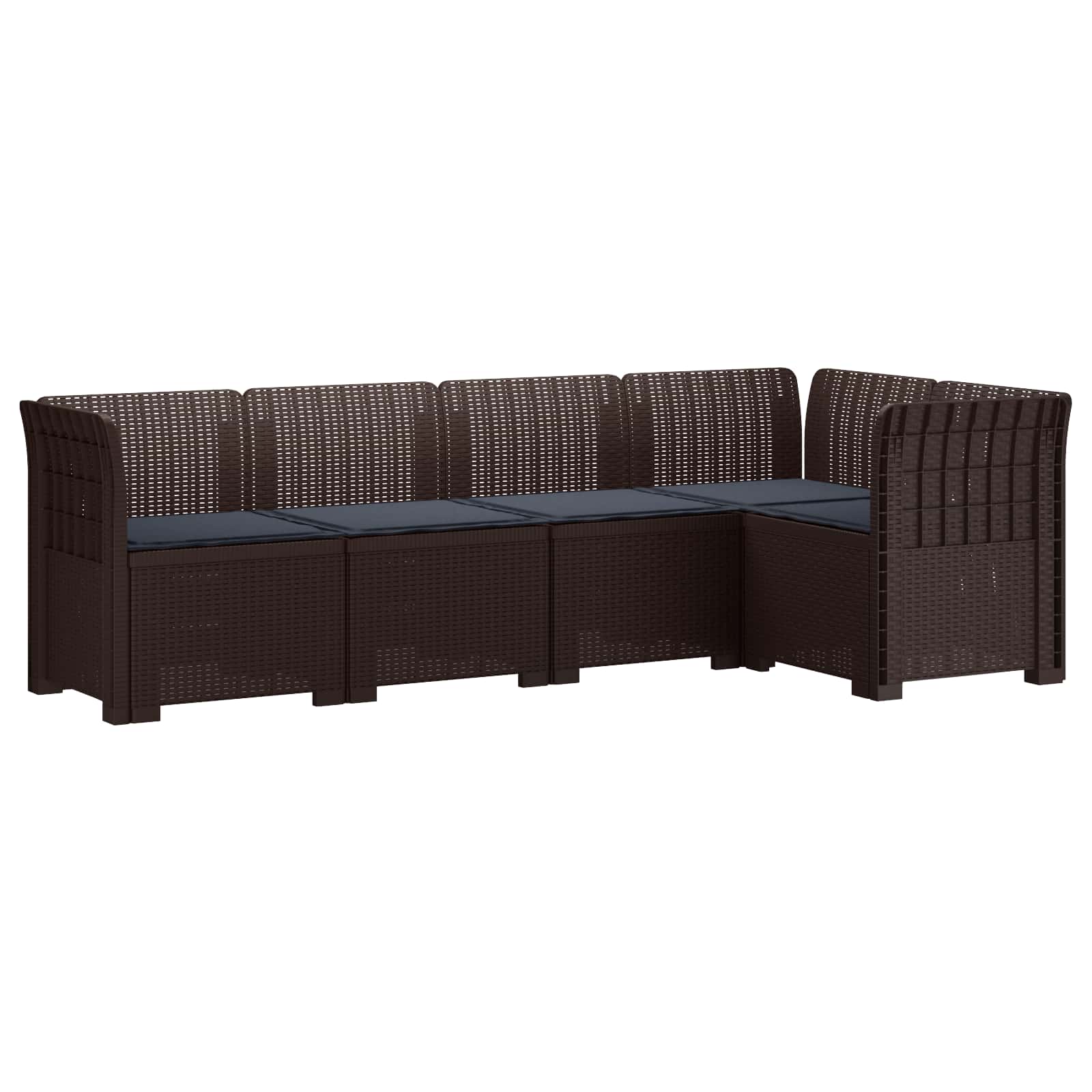 Divano da Giardino 5 Posti con Cuscini Stile Rattan PP Marrone | homemem39