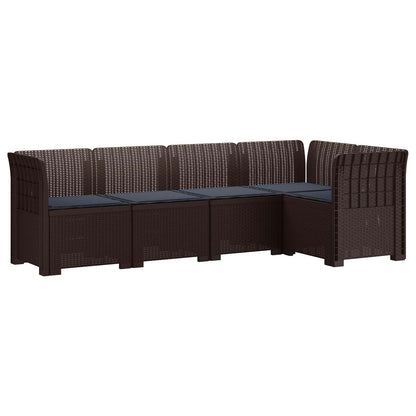 Divano da Giardino 5 Posti con Cuscini Stile Rattan PP Marrone | homemem39
