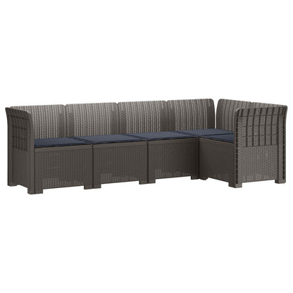 Divano da Giardino 5 Posti con Cuscini Stile Rattan PP | homemem39