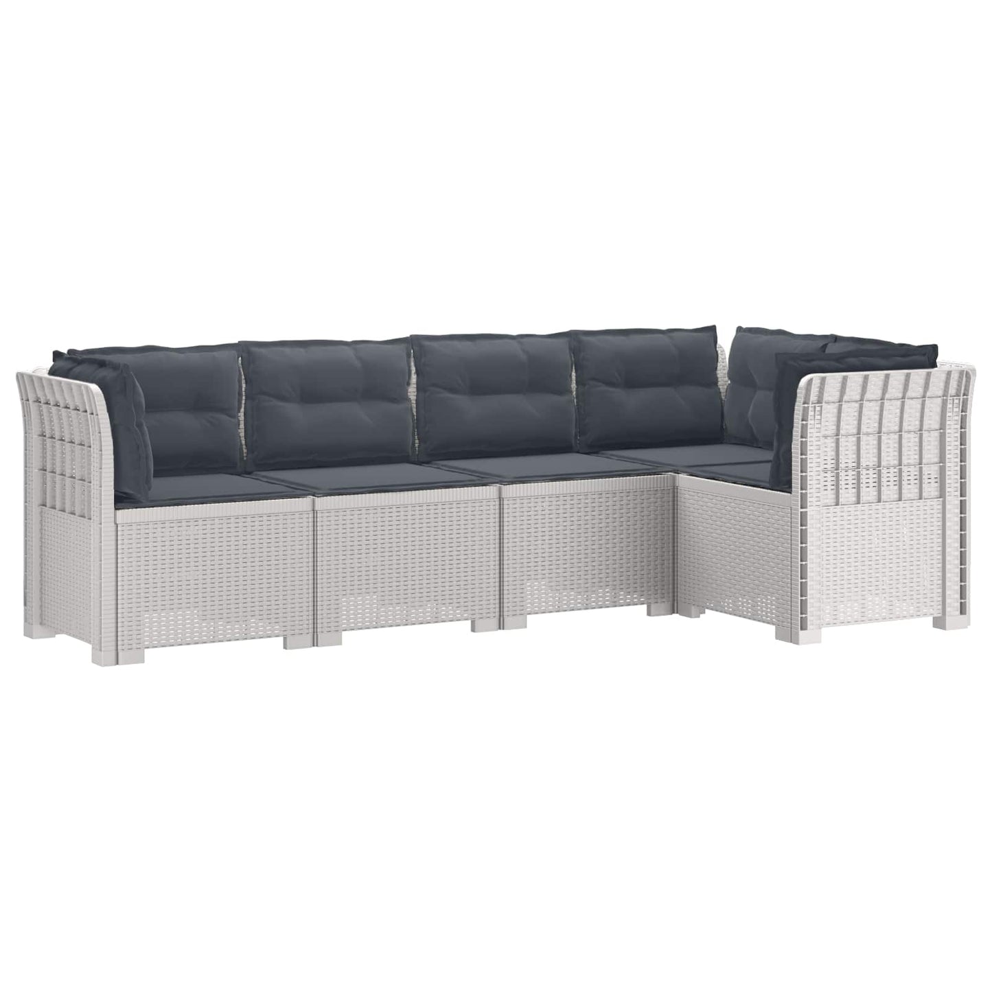 Divano da Giardino 5 Posti con Cuscini Stile Rattan PP Bianco | homemem39
