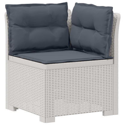 Divano da Giardino 5 Posti con Cuscini Stile Rattan PP Bianco | homemem39