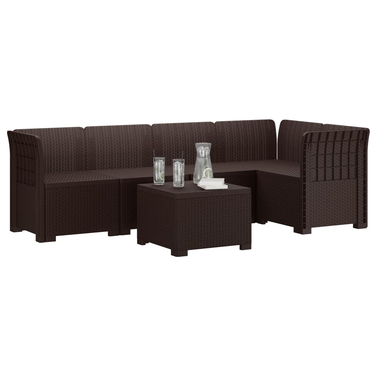 Divano da Giardino 5 Posti Stile Rattan PP Marrone | homemem39