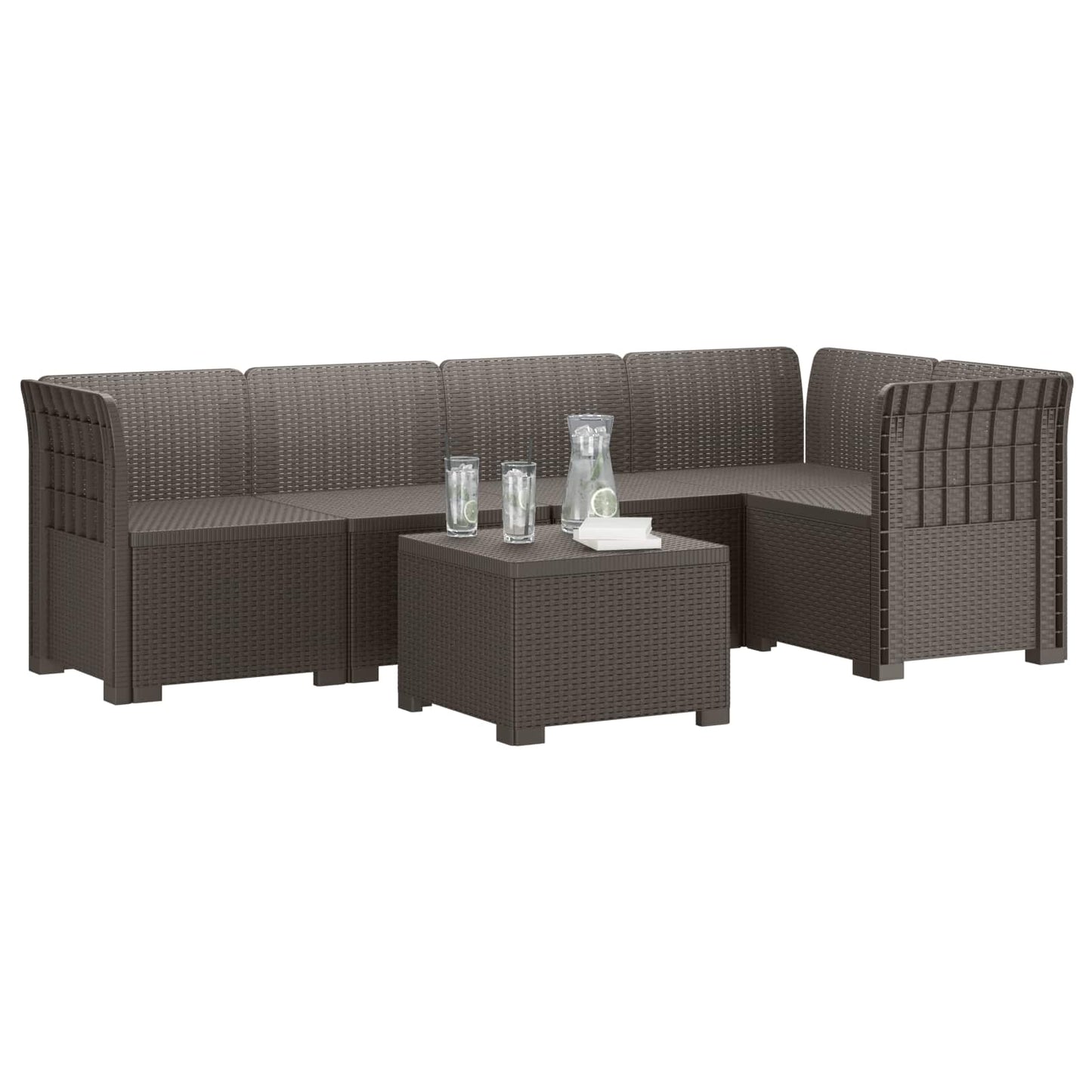 Divano da Giardino 5 Posti Stile Rattan PP Grigio Chiaro | homemem39