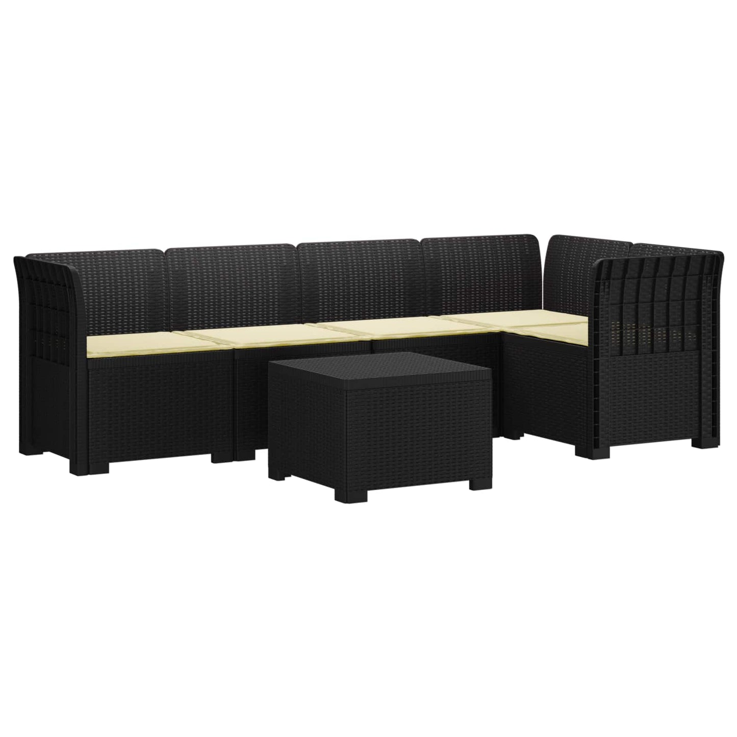 Divano da Giardino 5 Posti con Cuscini Stile Rattan PP | homemem39