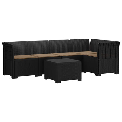 Divano da Giardino 5 Posti con Cuscini Stile Rattan PP | homemem39