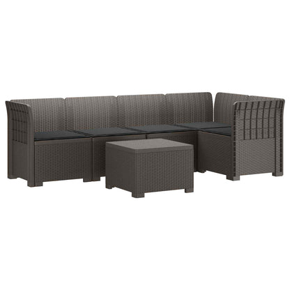 Divano da Giardino 5 Posti con Cuscini Stile Rattan PP | homemem39