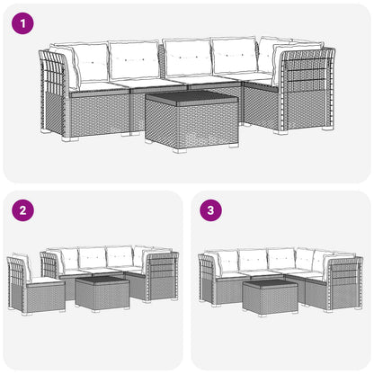 Divano da Giardino 5 Posti con Cuscini Stile Rattan PP Marrone | homemem39