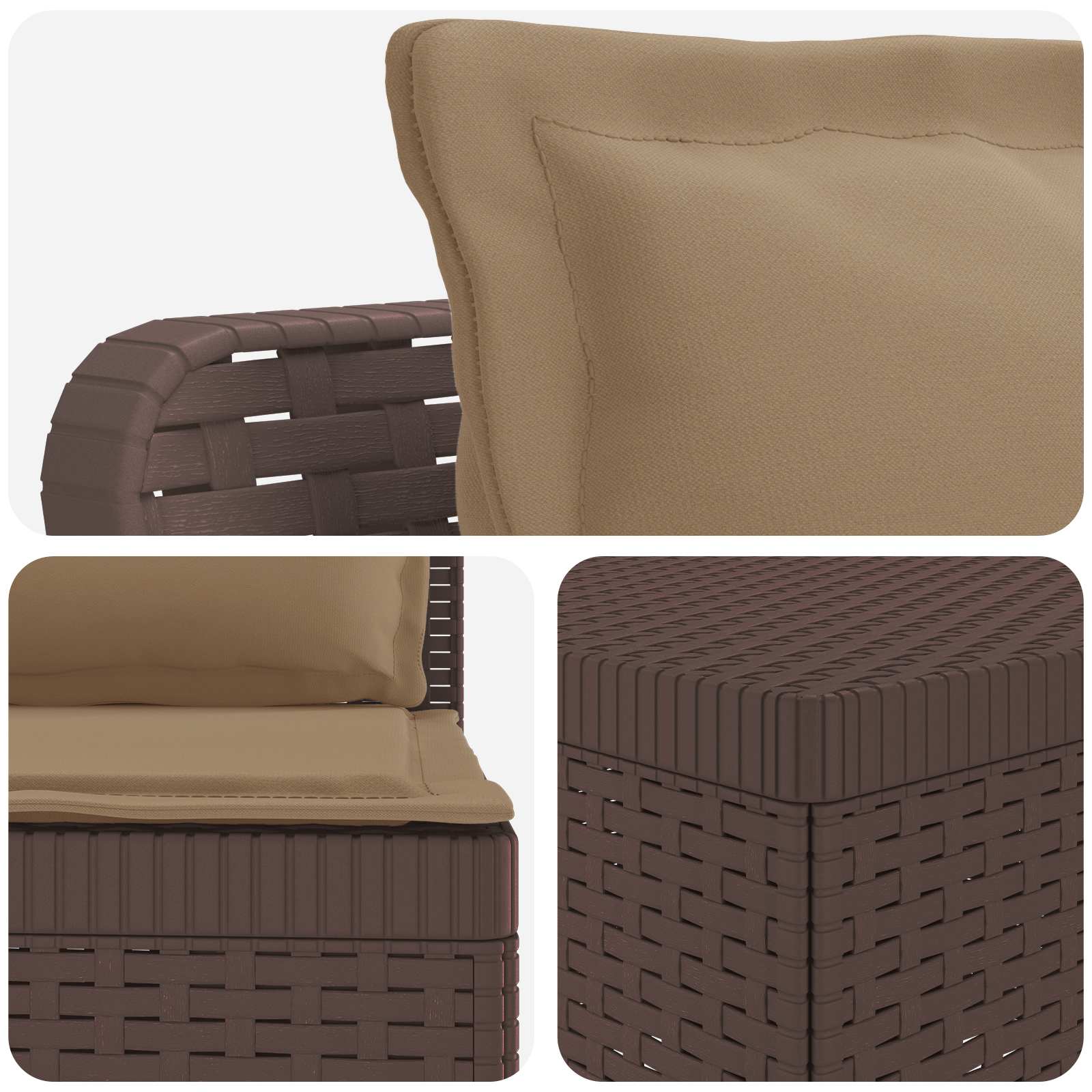 Divano da Giardino 5 Posti con Cuscini Stile Rattan PP Marrone | homemem39