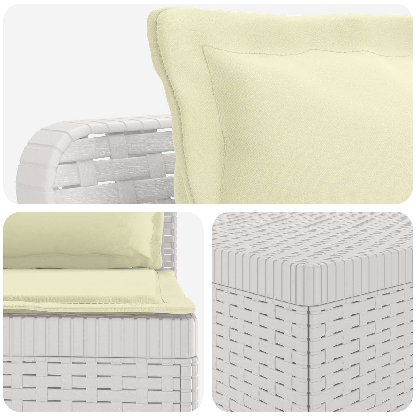 Divano da Giardino 5 Posti con Cuscini Stile Rattan PP Bianco | homemem39