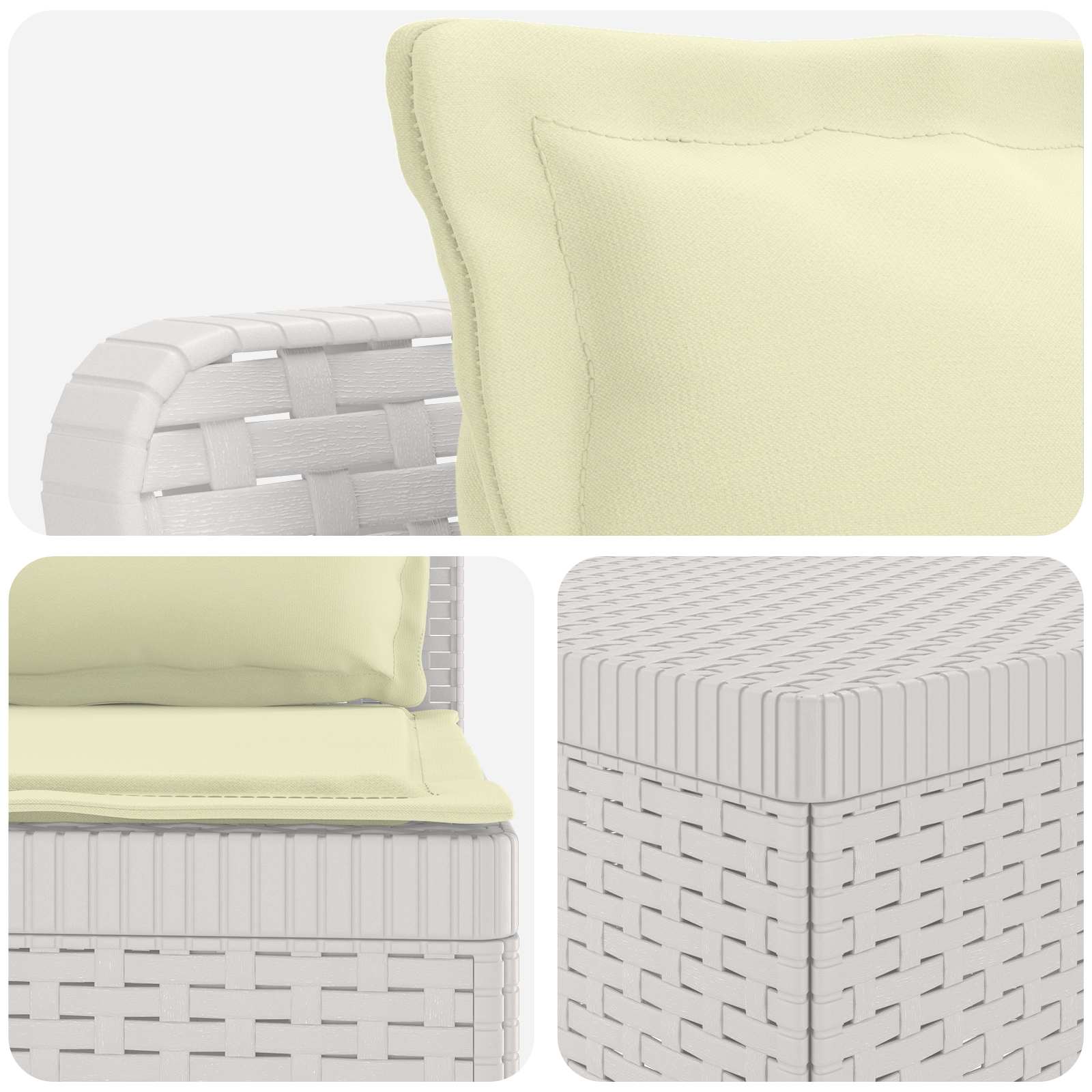 Divano da Giardino 5 Posti con Cuscini Stile Rattan PP Bianco | homemem39