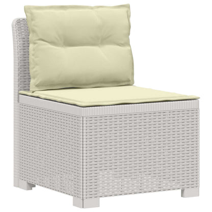 Divano da Giardino 5 Posti con Cuscini Stile Rattan PP Bianco | homemem39