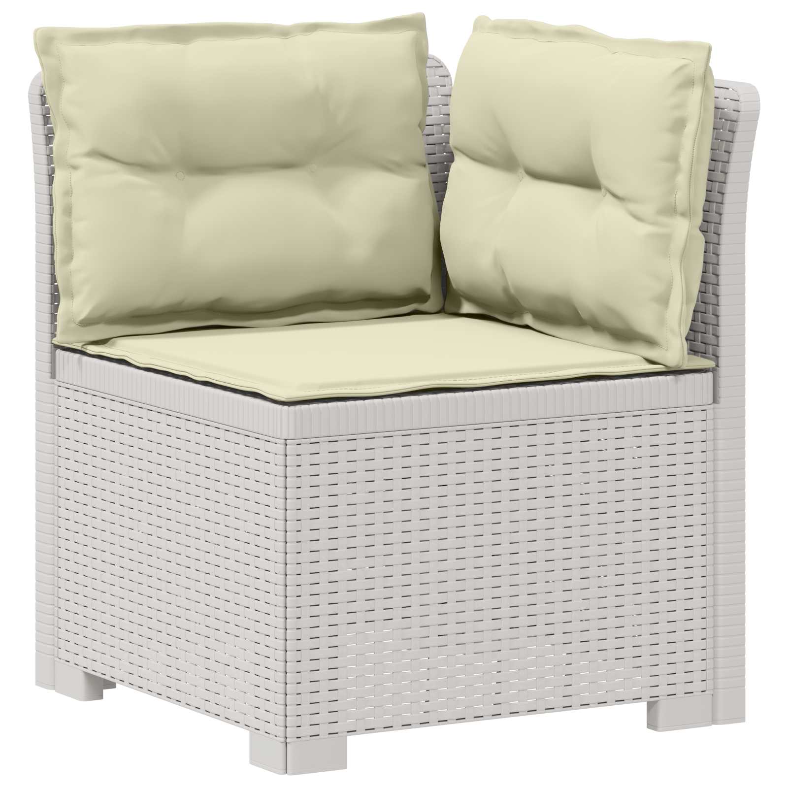 Divano da Giardino 5 Posti con Cuscini Stile Rattan PP Bianco | homemem39