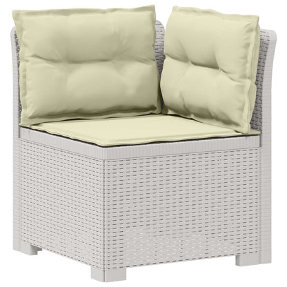 Divano da Giardino 5 Posti con Cuscini Stile Rattan PP Bianco | homemem39