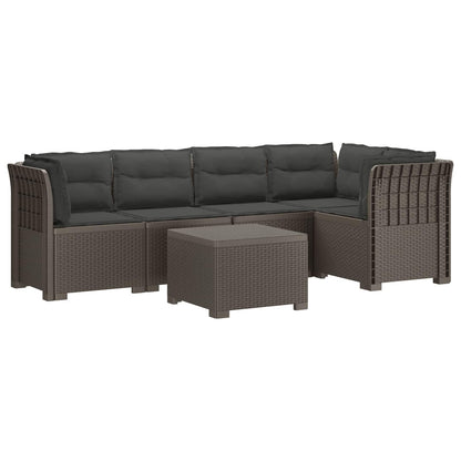 Divano da Giardino 5 Posti con Cuscini Stile Rattan PP | homemem39