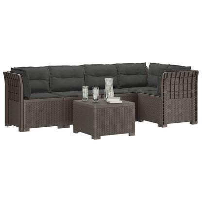 Divano da Giardino 5 Posti con Cuscini Stile Rattan PP