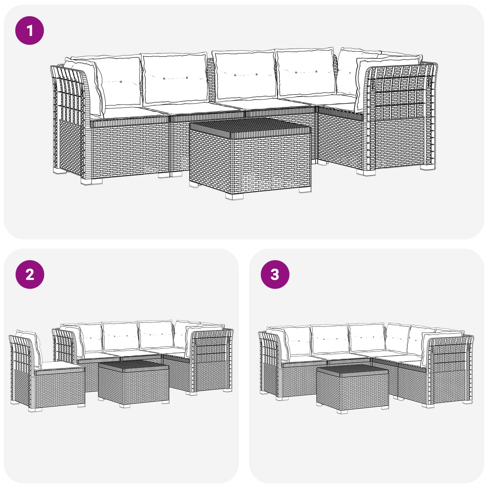 Divano da Giardino 5 Posti con Cuscini Stile Rattan PP | homemem39