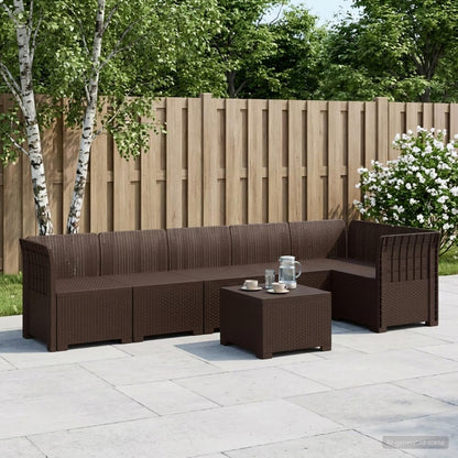 Divano da Giardino 6 Posti Aspetto Rattan PP Marrone | homemem39