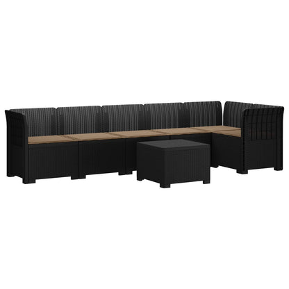 Divano da Giardino 6 Posti con Cuscini Aspetto Rattan PP | homemem39