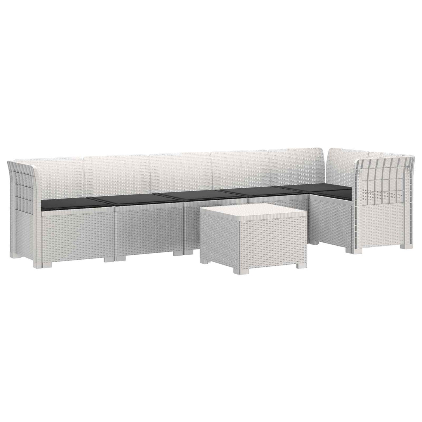 Divano da Giardino 6 Posti con Cuscini Aspetto Rattan PP Bianco | homemem39