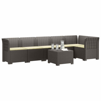 Divano da Giardino 6 Posti con Cuscini Aspetto Rattan PP | homemem39