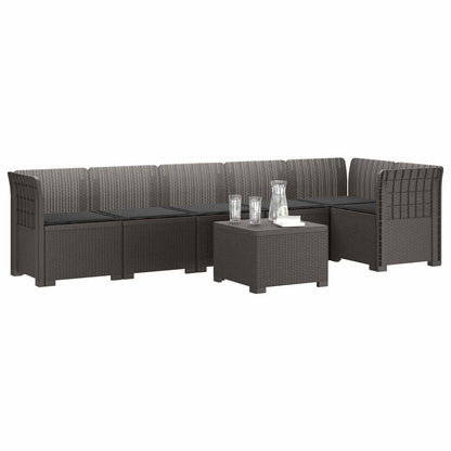 Divano da Giardino 6 Posti con Cuscini Aspetto Rattan PP | homemem39