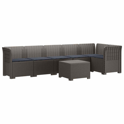 Divano da Giardino 6 Posti con Cuscini Aspetto Rattan PP | homemem39