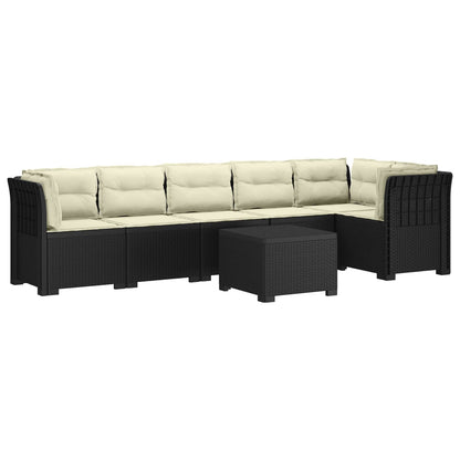 Divano da Giardino 6 Posti con Cuscini Aspetto Rattan PP | homemem39