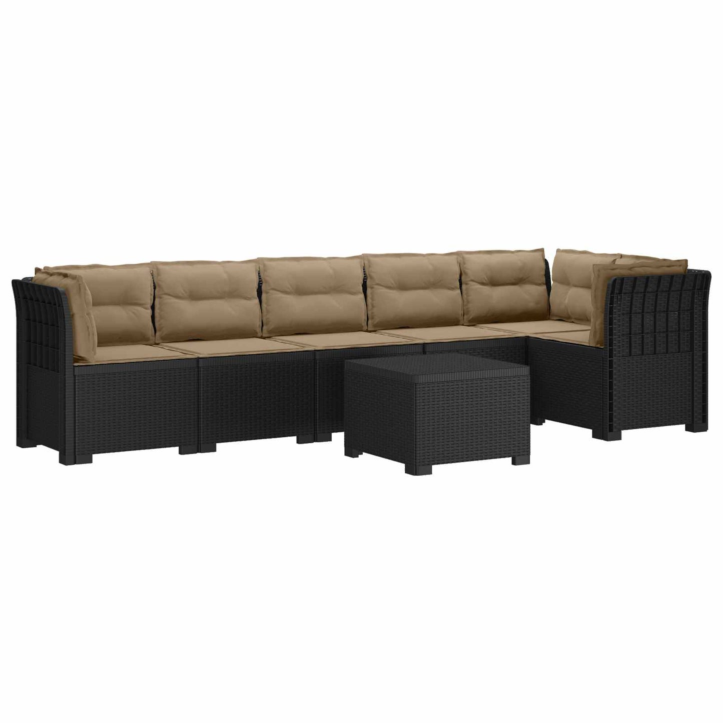 Divano da Giardino 6 Posti con Cuscini Aspetto Rattan PP | homemem39