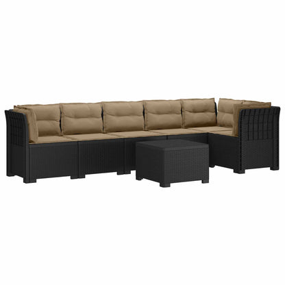 Divano da Giardino 6 Posti con Cuscini Aspetto Rattan PP | homemem39