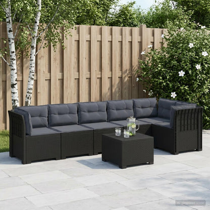 Divano da Giardino 6 Posti con Cuscini Aspetto Rattan PP | homemem39
