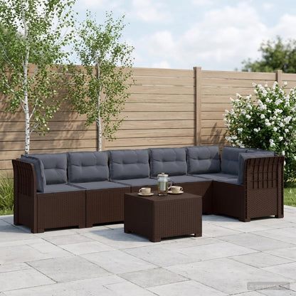 Divano da Giardino 6 Posti con Cuscini Aspetto Rattan PP | homemem39