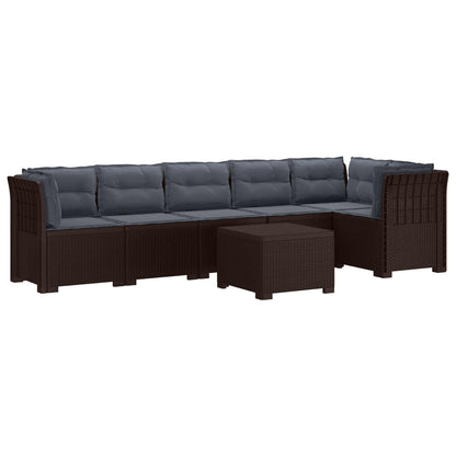 Divano da Giardino 6 Posti con Cuscini Aspetto Rattan PP | homemem39
