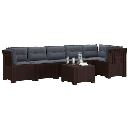 Divano da Giardino 6 Posti con Cuscini Aspetto Rattan PP | homemem39