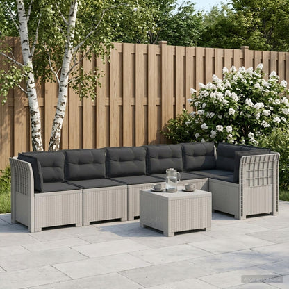 Divano da Giardino 6 Posti con Cuscini Aspetto Rattan PP Bianco | homemem39