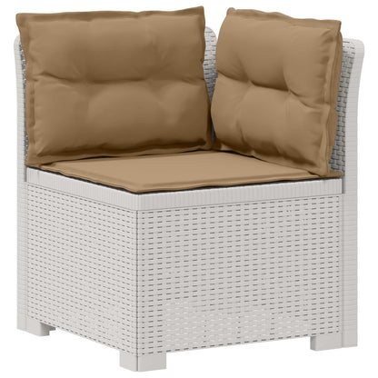 Divano da Giardino 6 Posti con Cuscini Aspetto Rattan PP Bianco | homemem39