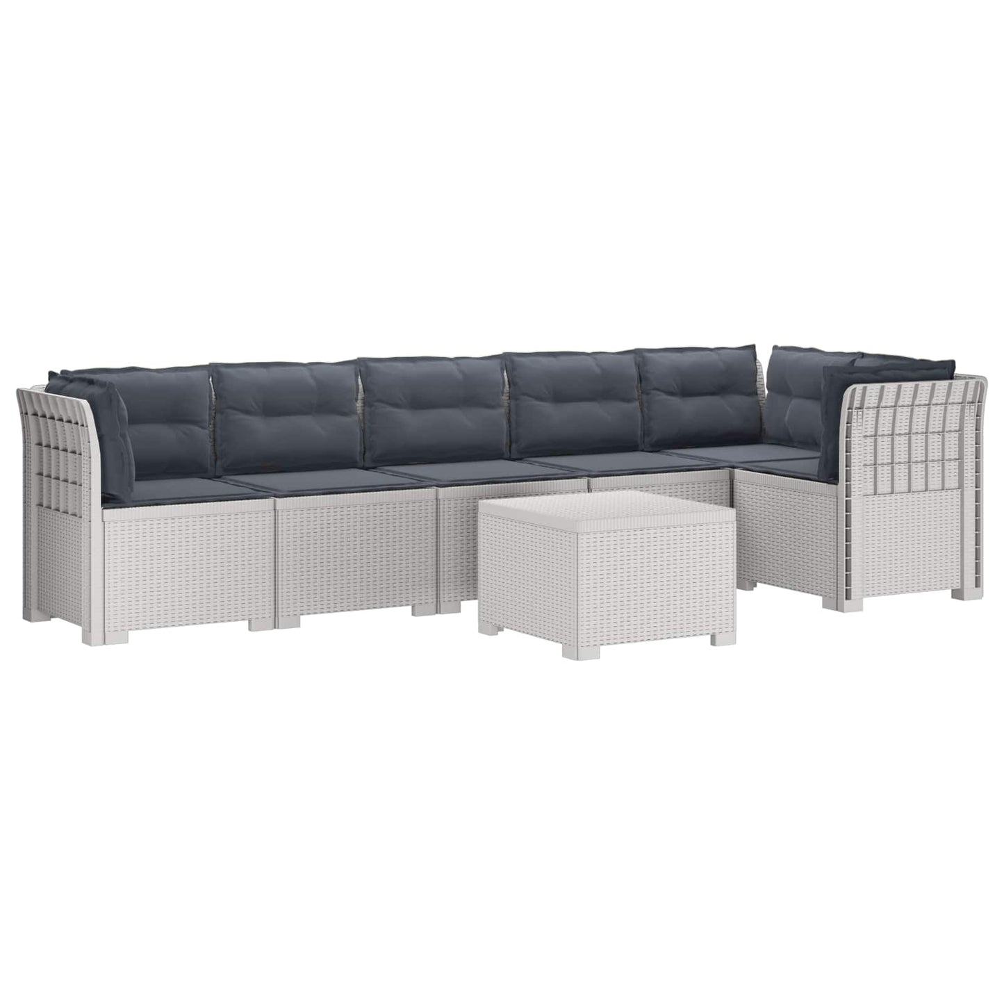 Divano da Giardino 6 Posti con Cuscini Aspetto Rattan PP Bianco | homemem39