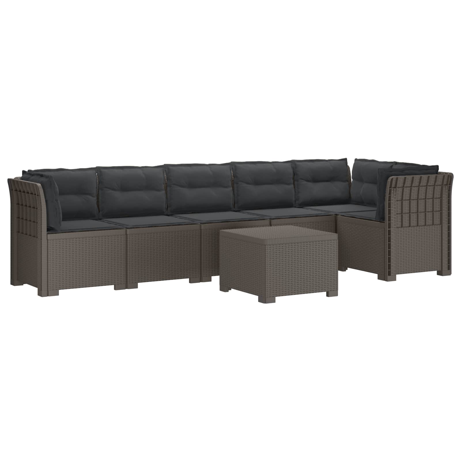 Divano da Giardino 6 Posti con Cuscini Aspetto Rattan PP | homemem39