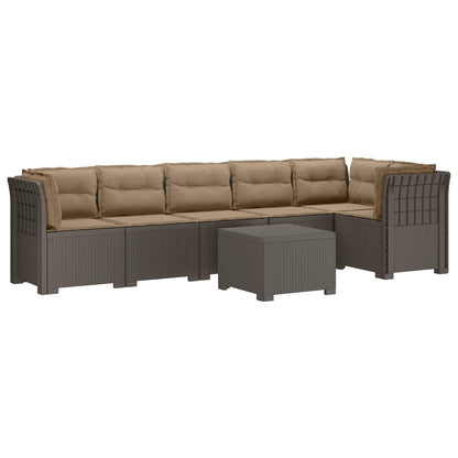 Divano da Giardino 6 Posti con Cuscini Aspetto Rattan PP | homemem39