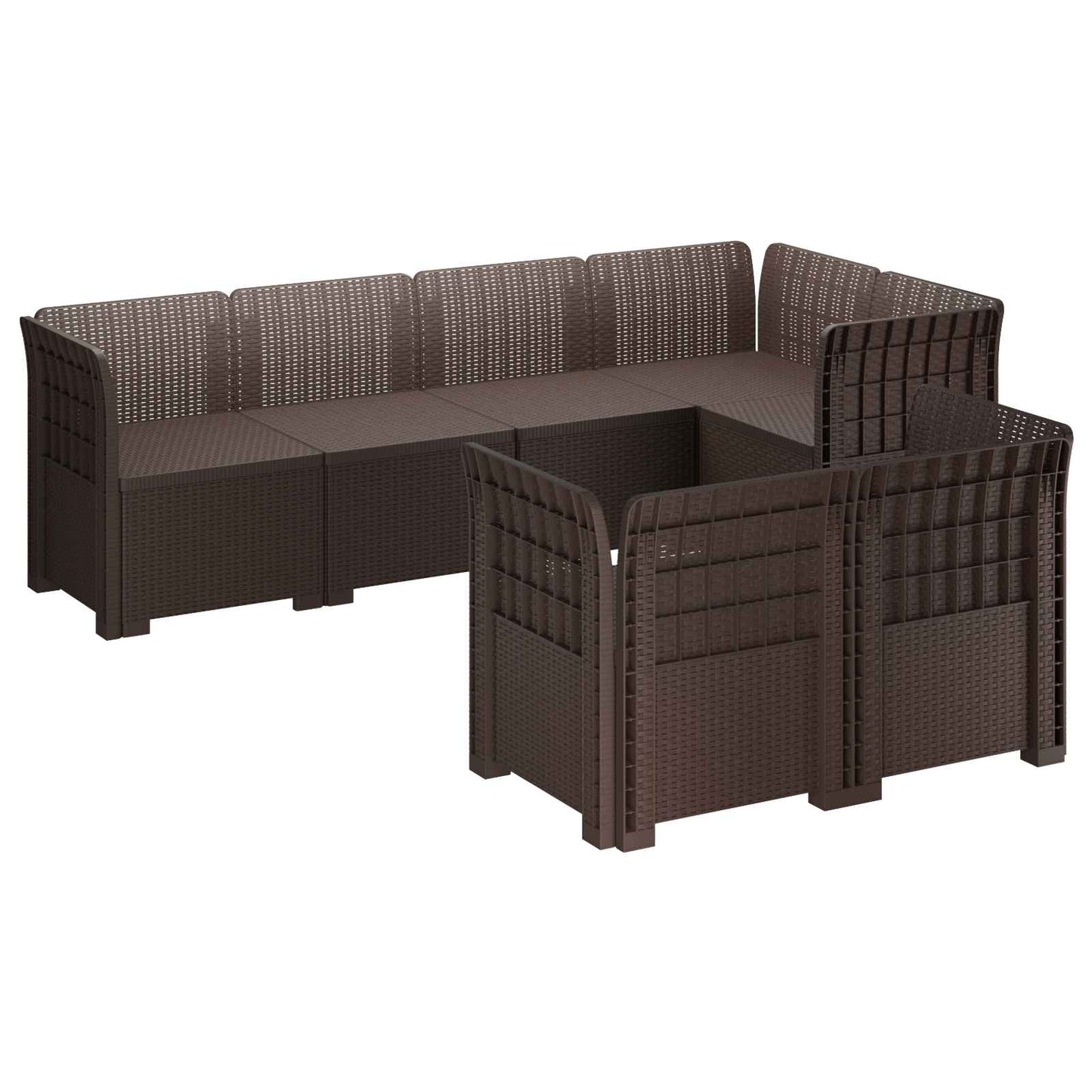 Divano da Giardino 7 Posti Aspetto Rattan PP Marrone | homemem39