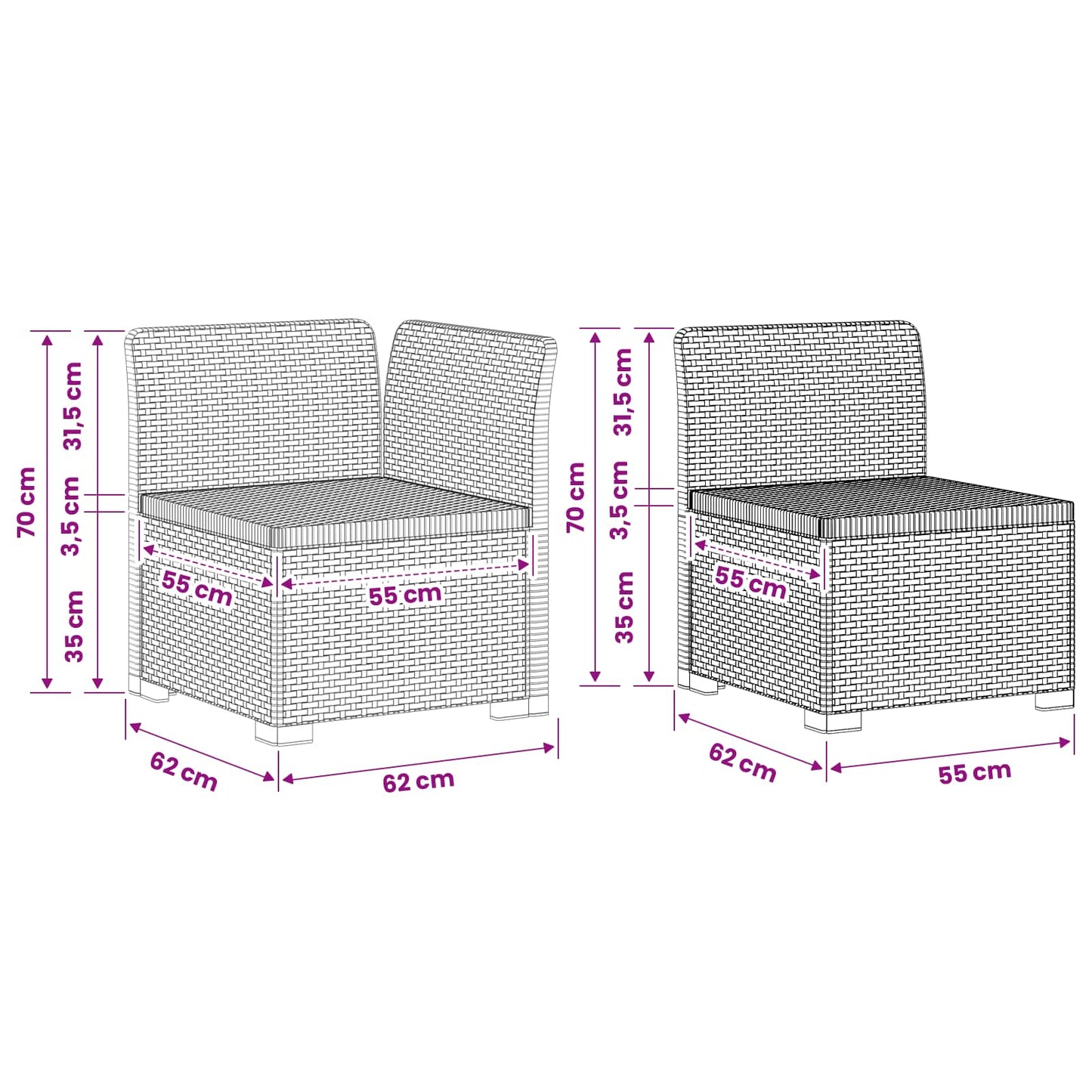 Divano da Giardino 7 Posti Aspetto Rattan PP Marrone | homemem39