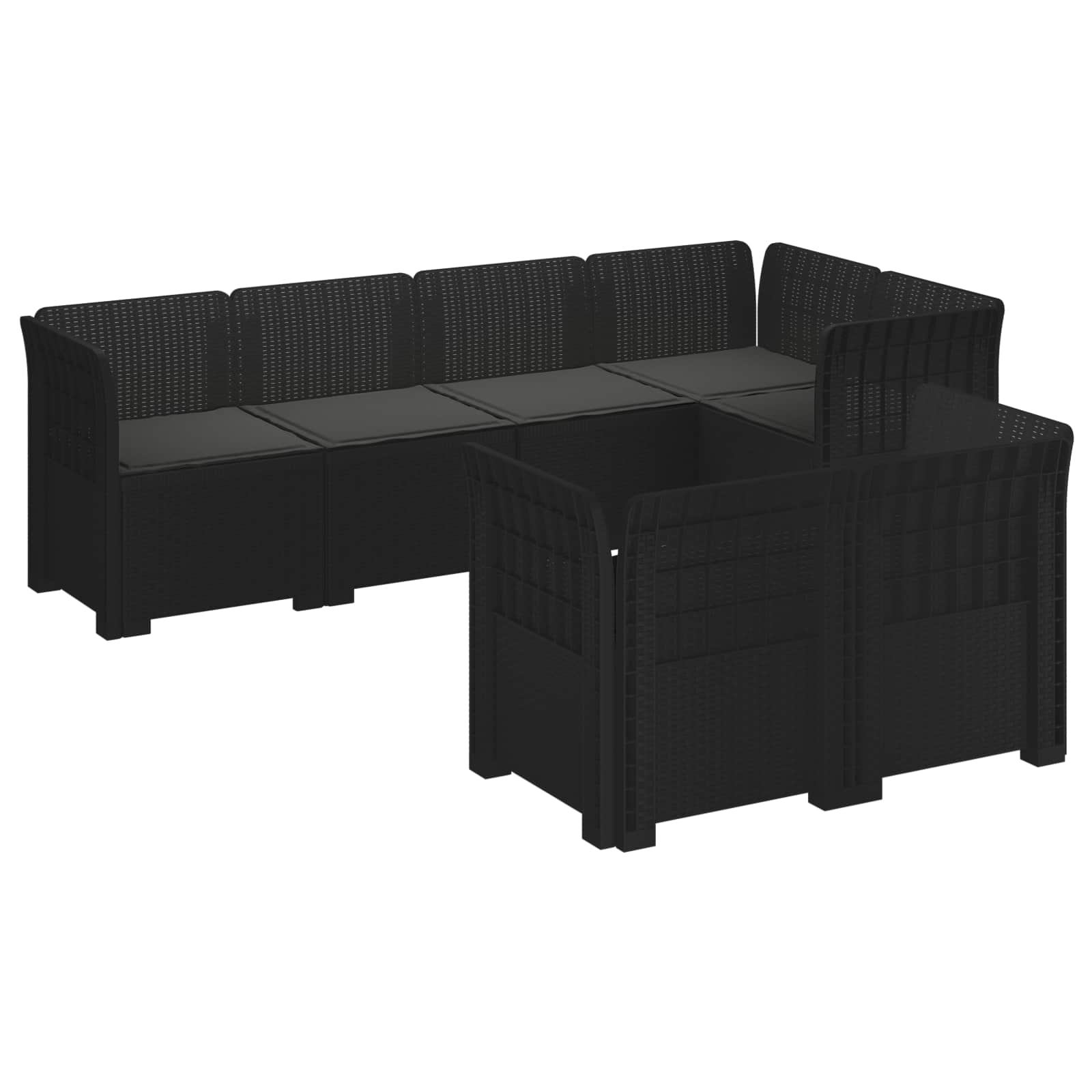 Divano 7 Posti da Giardino con Cuscini Aspetto Rattan PP | homemem39