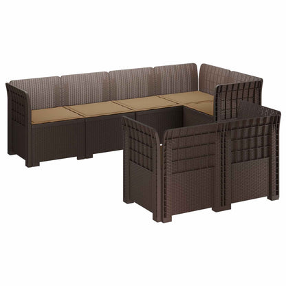 Divano 7 Posti da Giardino con Cuscini Aspetto Rattan PP | homemem39