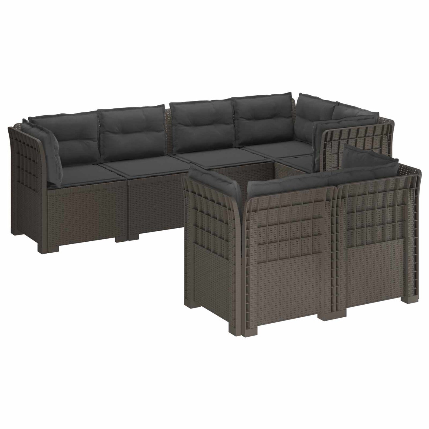 Divano 7 Posti da Giardino con Cuscini Aspetto Rattan PP | homemem39