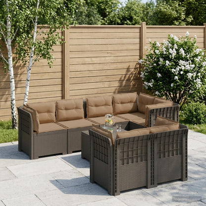 Divano 7 Posti da Giardino con Cuscini Aspetto Rattan PP | homemem39