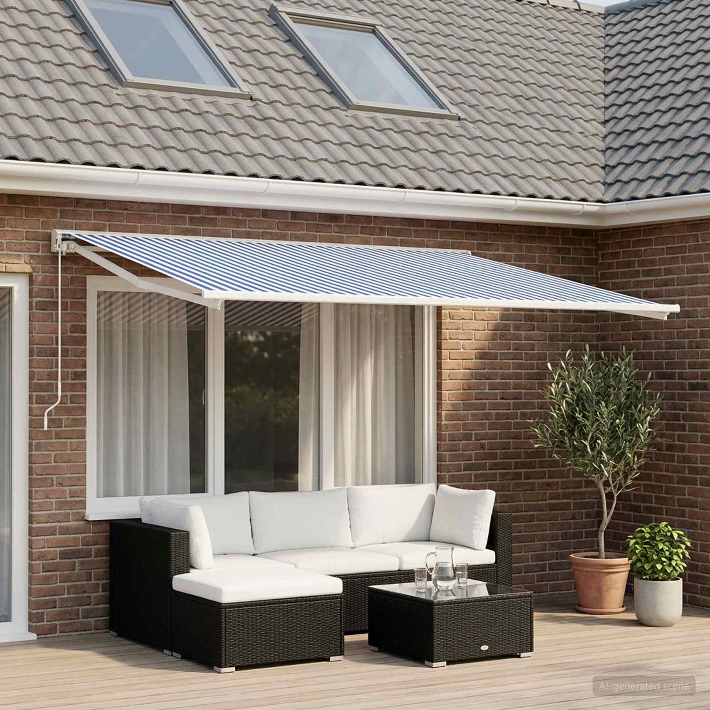 Telo di ricambio per tenda da sole Blu e Bianco 350 x 200 cm | homemem39