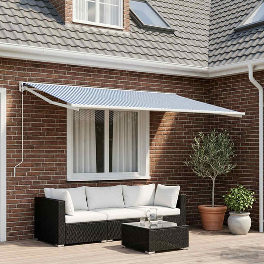 Telo di ricambio per tenda da sole Blu e Bianco 450 × 350 cm | homemem39