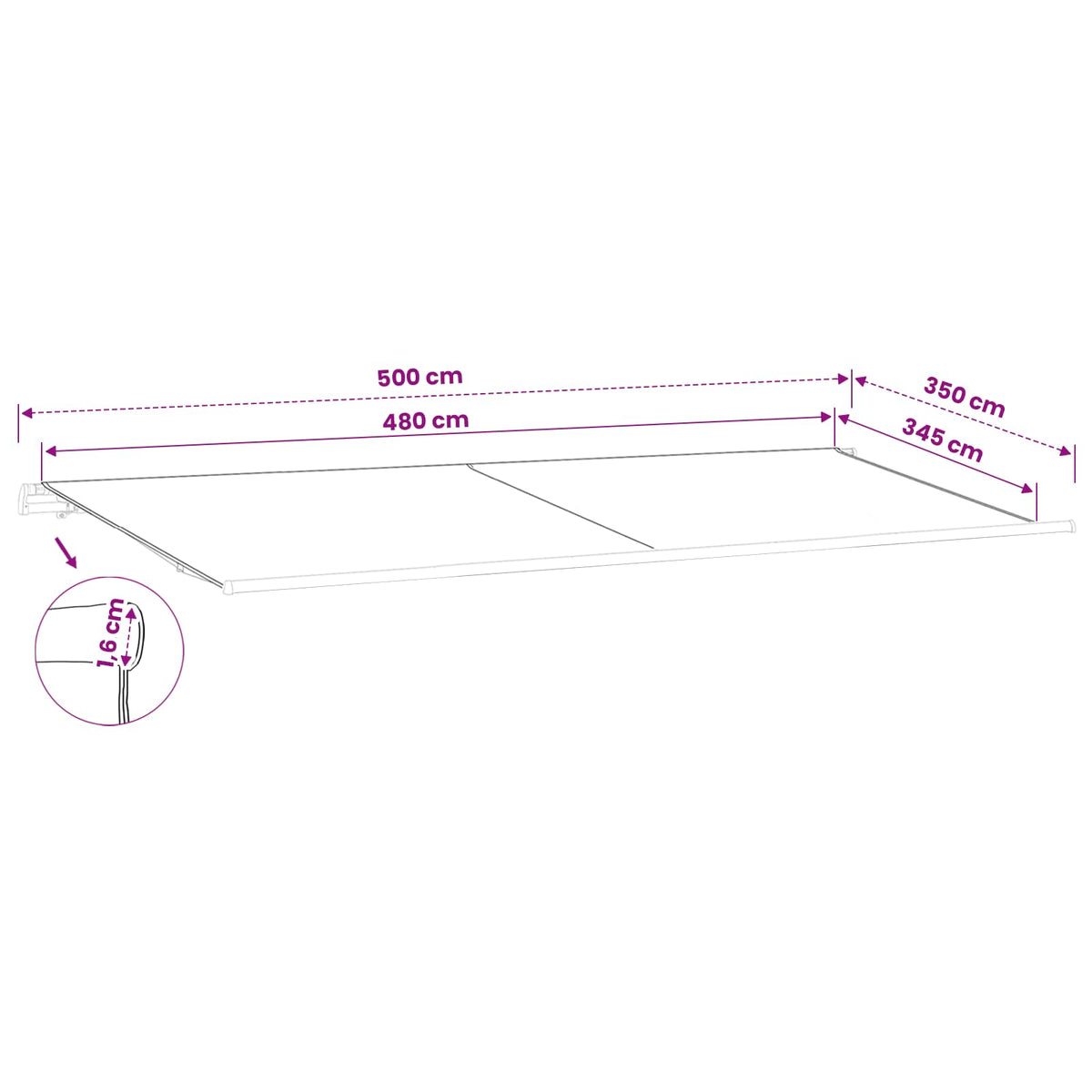 Telo di ricambio per tenda da sole Crema 500 × 350 cm